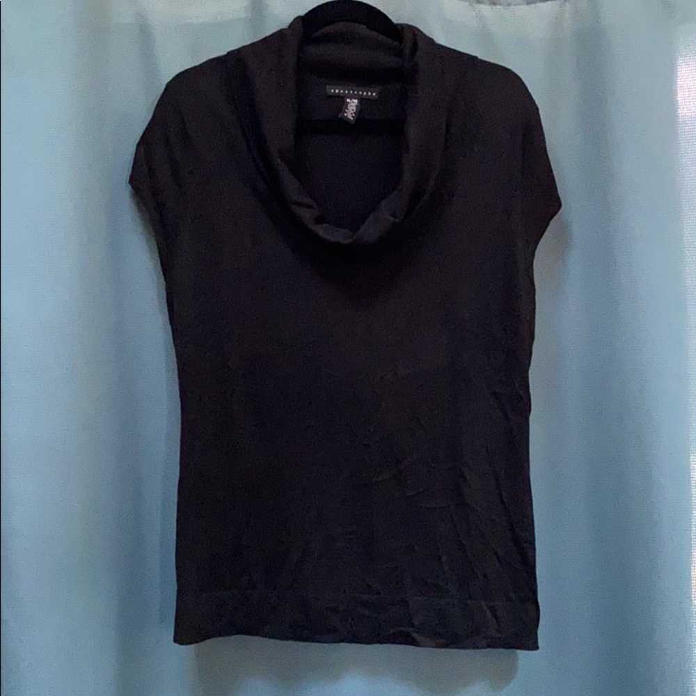 Black Cowl Neck Short-Sleeved Sweater XL